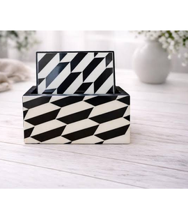 Sous-verres rectangulaires en os incrusté avec motif géométrique étoilé vert et blanc - Product Image 3