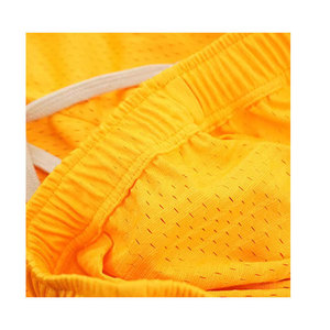 <b>Men's</b> <b>Yellow</b> Solid Mesh Drawstring <b>Shorts</b> Breathable Casual Sport <b>Short</b> Mid Waist Polyester Material - Product Image 2