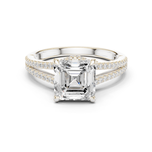 แหวนทองคำขาว 14k แบบแยกส่วน ประดับเพชรทรง Asscher เพาะเลี้ยงในห้องปฏิบัติการ ได้รับการรับรองจาก GRA สำหรับผู้หญิง เหมาะสำหรับงานหมั้นและงานแต่งงาน - Product Image 1