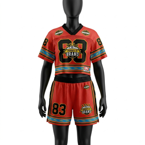 Premium 180 GSM polyester mesh shorts set breathable blue red panel sports uniform custom <b>heat</b> transfer logo for men's set - Product Image 1