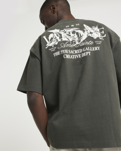 เสื้อยืดแขนสั้นทรงโอเวอร์ไซส์สีครีม รุ่น Heavyweight ปี 2026 ทรงหลวม พิมพ์ลายสกรีน แบรนด์สั่งทำ ผ้าฝ้าย 100% สำหรับผู้ชาย - Product Image 4