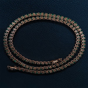 Collar de Cadena de Perlas con Gemas Verdes Naturales, Oro de 14k, Corte Natural, Estilo Lujoso Oscuro, Unisex, RIZTA JEWELS - Product Image 3