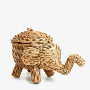El diseño más hermoso: una cesta de almacenamiento de juguetes con forma de elefante para bebés, una cesta de almacenamiento para bebés hecha de ratán natural tejido. - Product Image 1