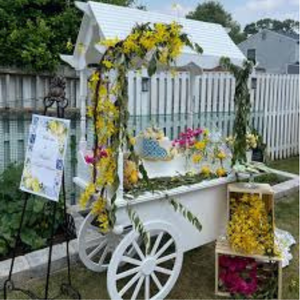 Un elegante telón de fondo para eventos con un tema de mariposas y flores - Product Image 2