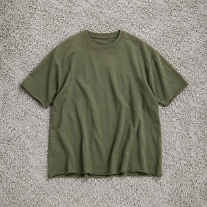 Premium urban streetwear blank t-<b>shirt</b> for men featuring a raw hem finish and oversized boxy fit tees - Product Image 1