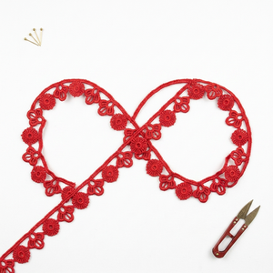 Dentelle Guipure Florale Rouge 15mm GPO en Gros, Emballage de 20 Mètres pour Vêtements d'Enfants, Accessoires Cheveux, Couture, Artisanat, Décoration, Personnalisable - Product Image 4