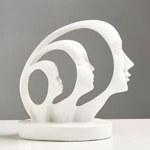 Escultura Facial Abstracta Moderna Nórdica, Decoración Artística de Resina Ecológica para Sala de Estar y Vinoteca, Estilo Ángel - Product Image 4