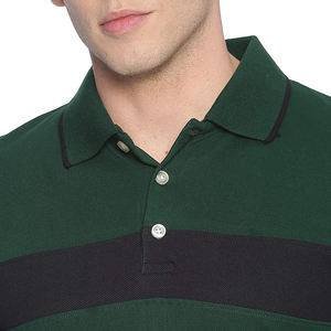 Nouveaux polos pour hommes, vert, 100% coton, design à rayures noires, manches courtes, motif uni, tissu en soie, pour hommes - Product Image 5