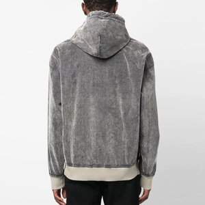 Sudadera con Capucha Gris para Hombre, Corte Holgado, Color Sólido, Informal, Tejida, Manga Larga, con Bolsillos, para Otoño - Product Image 4