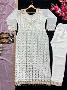 ชุดสูท Georgette Kameez ประดับเลื่อมและงานปักเลื่อมด้วยผ้าทอสำหรับงานแต่งงาน - Product Image 3
