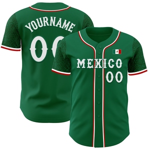 Venta al por Mayor del Jersey de Béisbol Auténtico de la Bandera Mexicana en 3D Verde, Blanco y Rojo de OMMIZ INDUSTRY, el Más Vendido - Product Image 1
