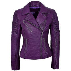 Chaqueta de Motociclista KyzoFire para Mujer, de Cuero Genuino, Corte Ajustado, Cierre Asimétrico, Hombros Acolchados, Estilo Vintage, Ecológica - Product Image 1