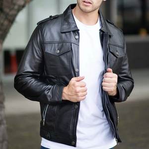 Chaqueta Negra Personalizada al por Mayor con Logotipo para Hombre, Chaquetas de Cuero para Hombre, Chaquetas de Alta Calidad para Invierno, Ropa Urbana de Cuero Vacuno - Product Image 6