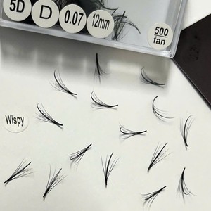 Extensions de cils pré-faits de qualité supérieure en gros, effet wispy 5D 7D 9D, en poils synthétiques PBT coréens, courbures CC/D/DD/M/L - Product Image 3