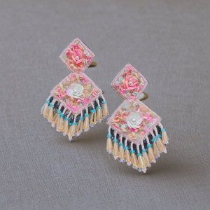 Boucles d'oreilles pendantes en forme de cœur, style bohème, à franges, perles, pour femmes et jeunes filles, idéales pour fêtes, mariages, vacances - Product Image 4