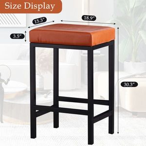 Sgabelli da Bar Moderni in Ecopelle Senza Schienale, Sedie Imbottite per Bancone e Isola Cucina, Ideali per Bar - Product Image 6