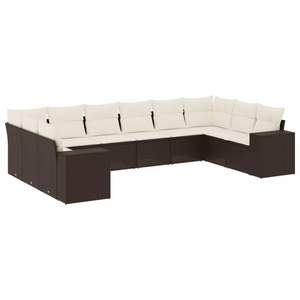 Conjunto de Sofá de Jardín de Ratán PE Marrón y Blanco Crema con Acero con Recubrimiento en Polvo, Muebles Elegantes para Exteriores - Product Image 2