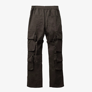Pantalones Cargo de Lona para Hombre DAIZEN STAR INTERNATIONAL, Cierre con Cordón, Múltiples Bolsillos, Diseño Sólido, Cintura Elástica, Ropa de Trabajo - Product Image 3
