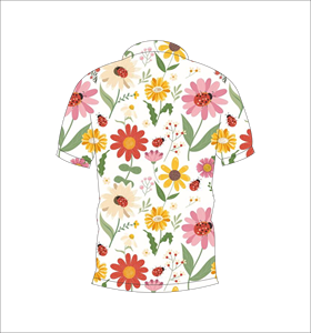 Camiseta Polo Personalizada con Estampado Floral de Margaritas y Mariquitas, Manga Corta, Casual, Verano, Estampado Completo, para Hombre y Mujer - Product Image 5