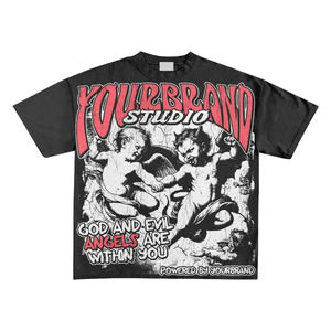 T-shirt personnalisé pour homme Hip Hop |   T-shirt court ample en molleton français |   T-shirt imprimé en gros, streetwear surdimensionné, Ropa de Hombre D - Product Image 6