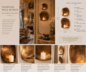 Luxury European Venetian Baroque <b>Wall</b> <b>Sconce</b> Premium Decorative <b>Wall</b> <b>Light</b> with Elaborate Ornamental Mirrorwork, Elegant Brass - Product Image 3