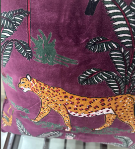 Luxury Purple Velvet Cushion Cover | Removable | Washable | <b>Decorative</b> <b>Pillow</b>| Purple Velvet cushion Cover Forest Animal Print - Product Image 4
