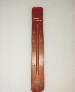 Ash Catcher de incienso de madera de mango hecho a mano con incrustaciones de latón, diseño de estrella, bandeja de quemador de madera para aromaterapia y meditación - Product Image 4