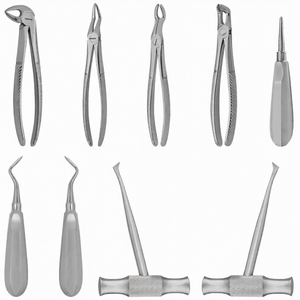 Kit de chirurgie buccale manuel pour extraction dentaire, 9 pièces, en acier inoxydable de qualité allemande, comprenant un jeu d'élevateurs radiculaires et de pinces, autoclavable, pliable, CE - Product Image 1