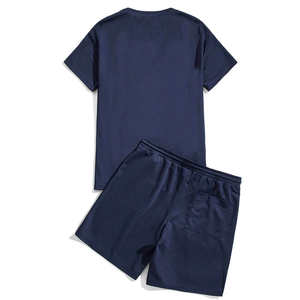 Produit en promotion, nouvelle arrivée, ensemble de t-shirts et shorts à manches courtes pour hommes, ensemble assorti de couleur contrastée pour adultes - Product Image 2