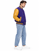 Blouson universitaire personnalisé pour hommes et femmes, design patchwork, vente en gros, en coton molletonné avec manches en cuir, style baseball, OEM ODM