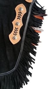 Custom Western Horse <b>Chaps</b> <b>Cowboy</b> Chinks with Fringe Leather Protection Apron for Riding - Product Image 2