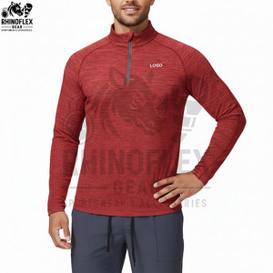 Wholesale Windproof Breathable Half <b>ZIP</b> Stand Collar Long Sleeve High Fitness T-<b>shirts</b> For Men Football <b>Shirts</b> Sporty - Product Image 3