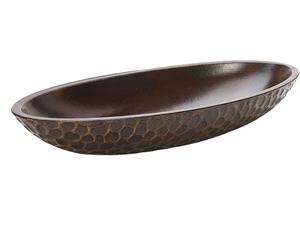 Cuenco de madera con estampado de panal hecho a mano, cuenco de madera ovalado único para decoración del hogar y servicio con acabado rústico - Product Image 1