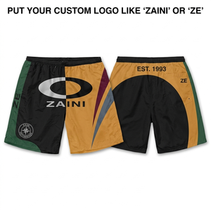 Shorts coupe-vent pour hommes 110 GSM Micro Polyester Séchage rapide Noir Vert moutarde Design à panneaux Sublimation Logo personnalisé - Product Image 1