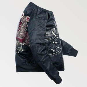 Chaqueta Sukajan de Satén a la Moda para Hombre, Tela Ligera, Bordado Elegante y Atuendo Casual Cómodo - Product Image 4