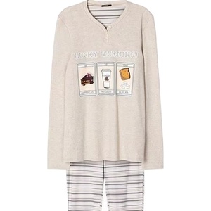 Pyjama décontracté vintage de luxe pour femmes, 100% coton, vêtements de nuit, taille élastique, motif imprimé doux, été/automne/printemps - Product Image 1