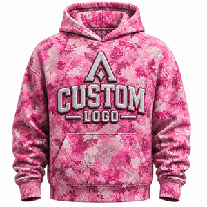 Custom <b>Pink</b> Camouflage <b>Hoodie</b> 3D Embroidered Logo Premium Fleece <b>Hoodie</b> - Product Image 1