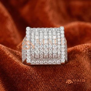 Luxury Iced Out <b>Men's</b> <b>Ring</b> 925 Sterling <b>Silver</b> VVS Moissanite Diamond Hip Hop Square <b>Ring</b> Custom Jewellery for <b>Men</b> - Product Image 3