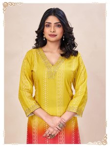 Wholesale Noiir Pigeon Shaded Digital Print Heavy Rayon Wrinkle Free All Seasons <b>Kurti</b> Palazzo Set for Women <b>Indian</b> Ethnic - Product Image 3