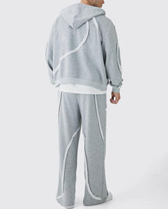Men's <b>Oversized</b> Tracksuit Zip Up Hoodie and <b>Jogger</b> Set Solid Color Streetwear Sweatwear for Casual Wear - Product Image 3