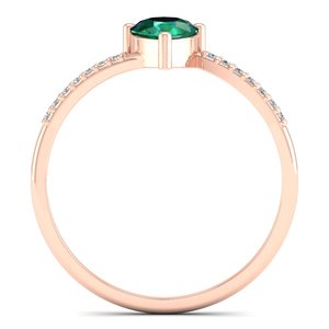 Anillo REYES de Diseño Clásico con Corte de Pera y Gema Esmeralda de 0.75 Quilates en Plata de Ley 925, Certificado GRA, Moissanita, Regalo de Boda, Joyería - Product Image 4