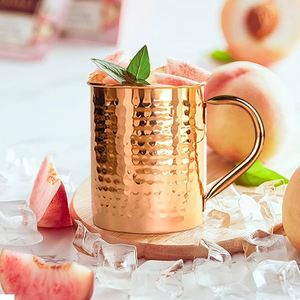 Mug en cuivre martelé robuste – Vaisselle de luxe pour cocktails, idéal pour bars et restaurants – Mug en cuivre pur artisanal - Product Image 3