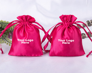 Personalized Dark Pink Satin <b>Drawstring</b> Jewelry Packaging <b>Pouches</b> Custom Logo Lightweight Craftjaipur Brand Jewelry Container - Product Image 4