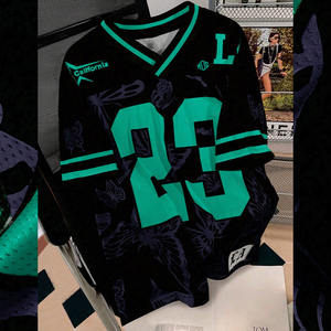 Maillot de football américain surdimensionné personnalisé en maille, motif papillon, respirant, en polyester, style streetwear, fournisseur OEM pour équipes personnalisées - Product Image 1