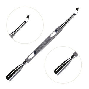 Pousse-cuticules double face de haute qualité, grattoir en acier inoxydable argenté, outil de manucure pour éliminer les peaux mortes, outils de qualité professionnelle pour salon. - Product Image 1