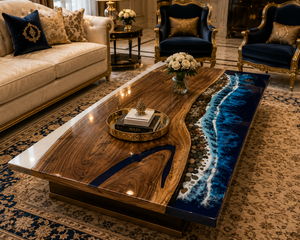 Mesa de Centro de Resina Oceánica de Lujo, Mesa de Centro de Madera Hecha a Mano, Muebles Modernos para Sala de Estar, Decoración Costera para el Hogar - Product Image 4
