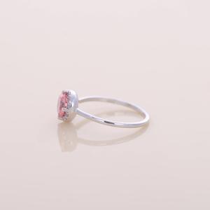 Anillo de compromiso con halo de diamantes cultivados en laboratorio, corte cojín, color rosa, en oro blanco de 14K, anillo de promesa solitario para mujer, joyería fina. - Product Image 4