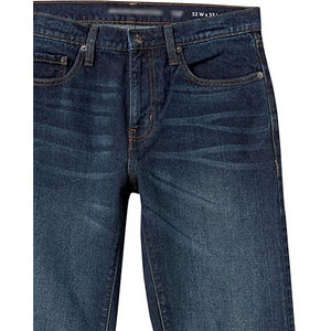 Jeans en denim bleu foncé pour homme, coupe droite, tissu en coton extensible, style décontracté, pantalon tendance pour tous les jours, doux - Product Image 5
