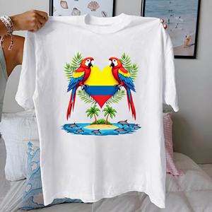 Drapeau colombien coeur Design 100% pur coton T-shirt femme coupe confortable Style décontracté avec motif imprimé - Product Image 3