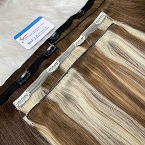 OFFRES SPÉCIALES !!! Extensions de cheveux naturels à clips, aspect naturel, super lisses et soyeux, lisses et naturels, couleurs piano, 100% cheveux humains, N - Product Image 4